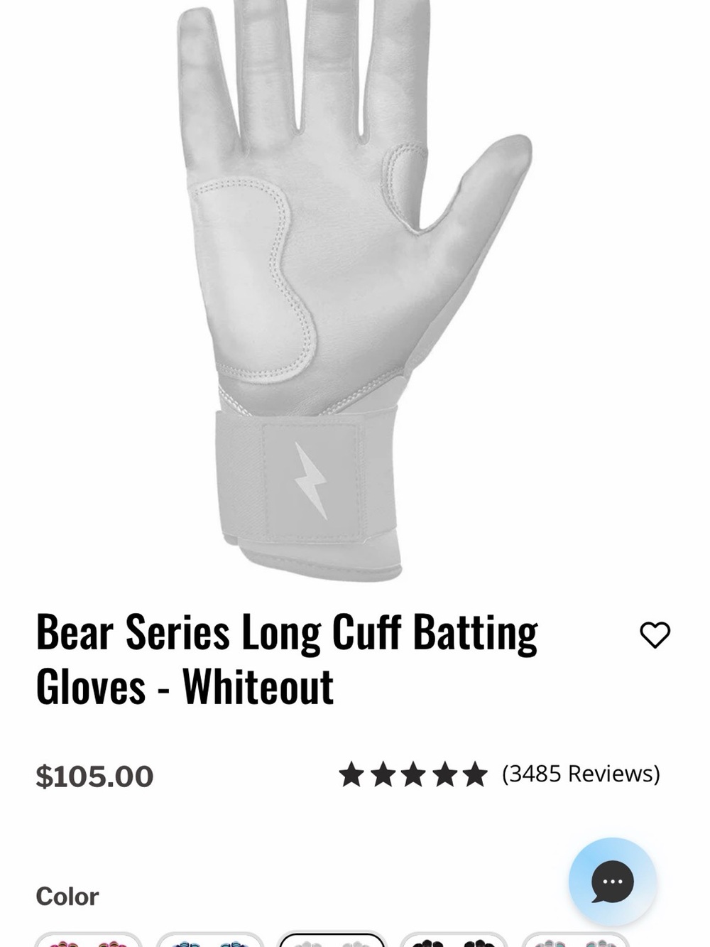 Bear Series Long Cuff White Batting Gloves